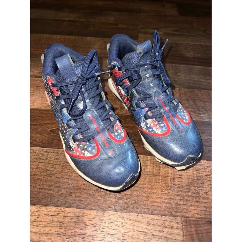 Under Armour Navy Red White Star-Print Kids Sneakers cleats